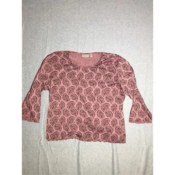 Womens Croft and Barrow Blouse Size Large Paisley Print Purple Pink Brown - Picture 1 of 4